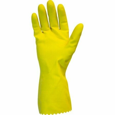THE SAFETY ZONE Gloves, Flock-lined, Latex, Small, 18 mil, 12inL, YW, 12PK SZNGRFYSM1S